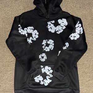 Black Hoodie with White Abstract Pattern